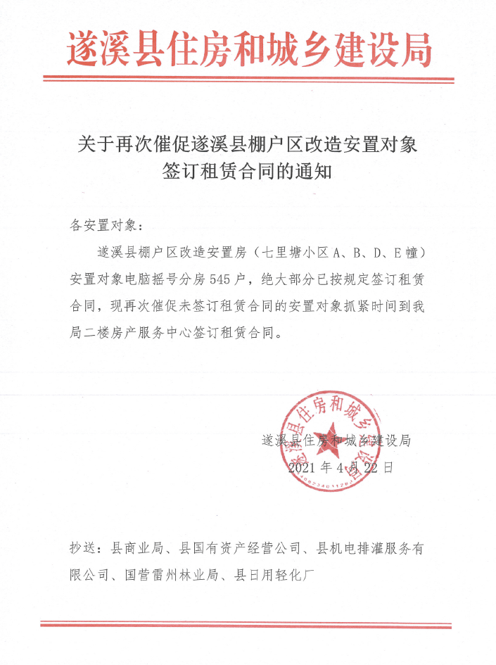 关于再次催促极速飞艇
棚户区改造安置对象签订租赁合同的通知.png