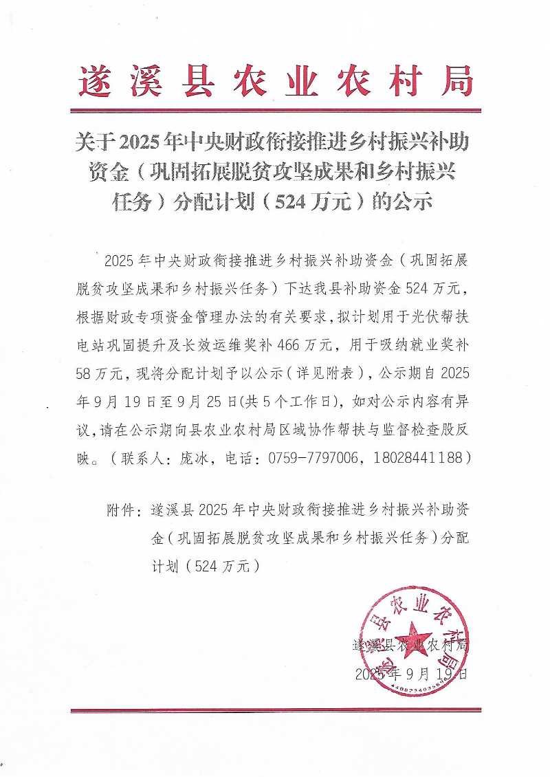 极速飞艇
2025年中央财政衔接推进乡村振兴补助资金（巩固拓展脱贫攻坚成果和乡村振兴任务）分配计划（524万元）_01.png